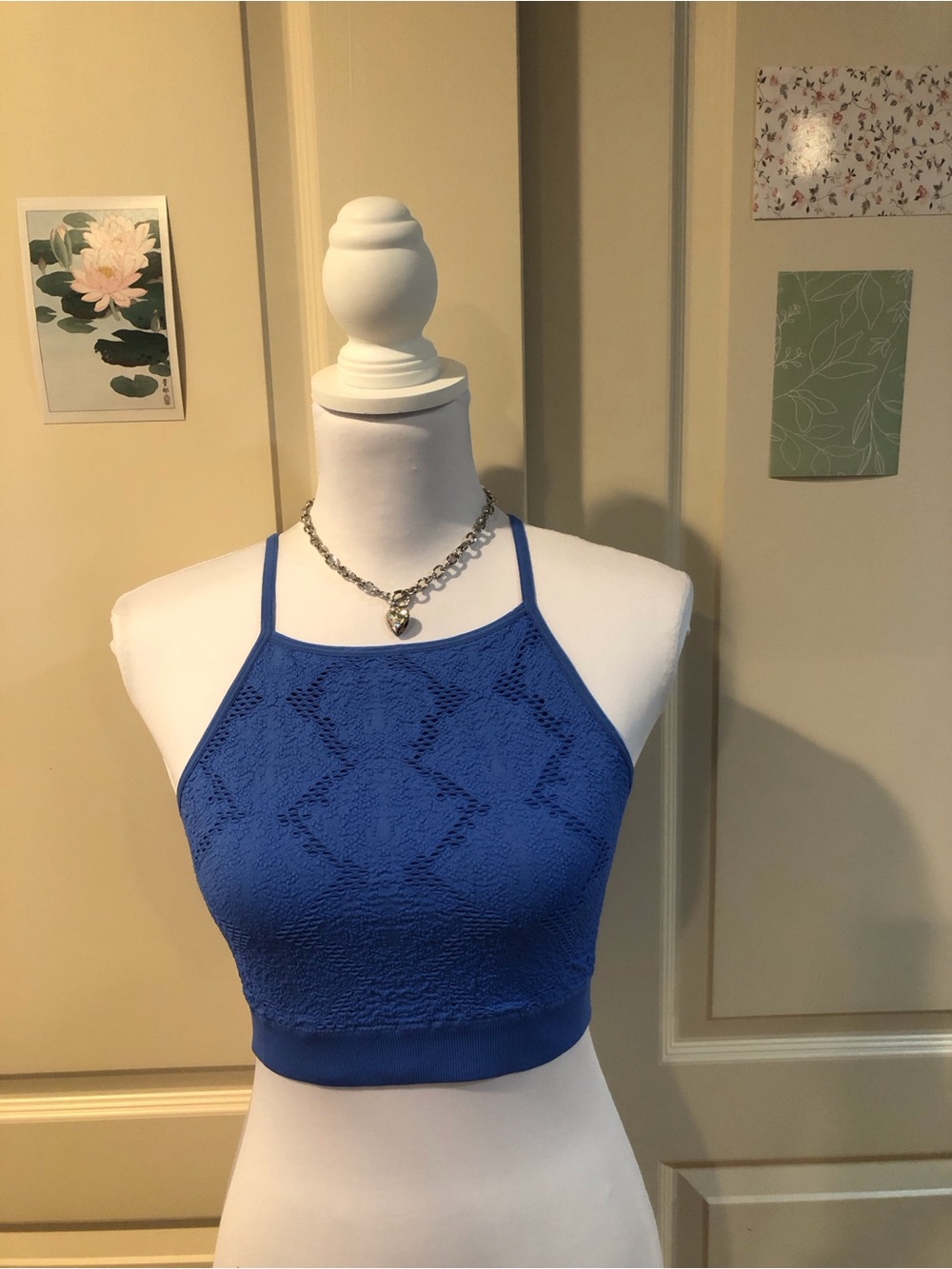 aerie Royal Blue Textured Knit Cropped Tank
